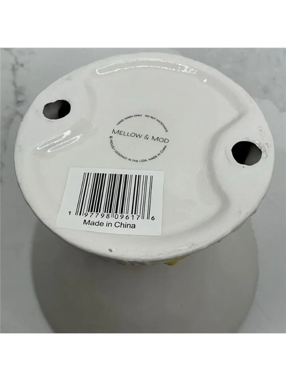 Mellow & Mod Pet Bowl Dish Elevated and Tilted Small Ceramic White Floral New